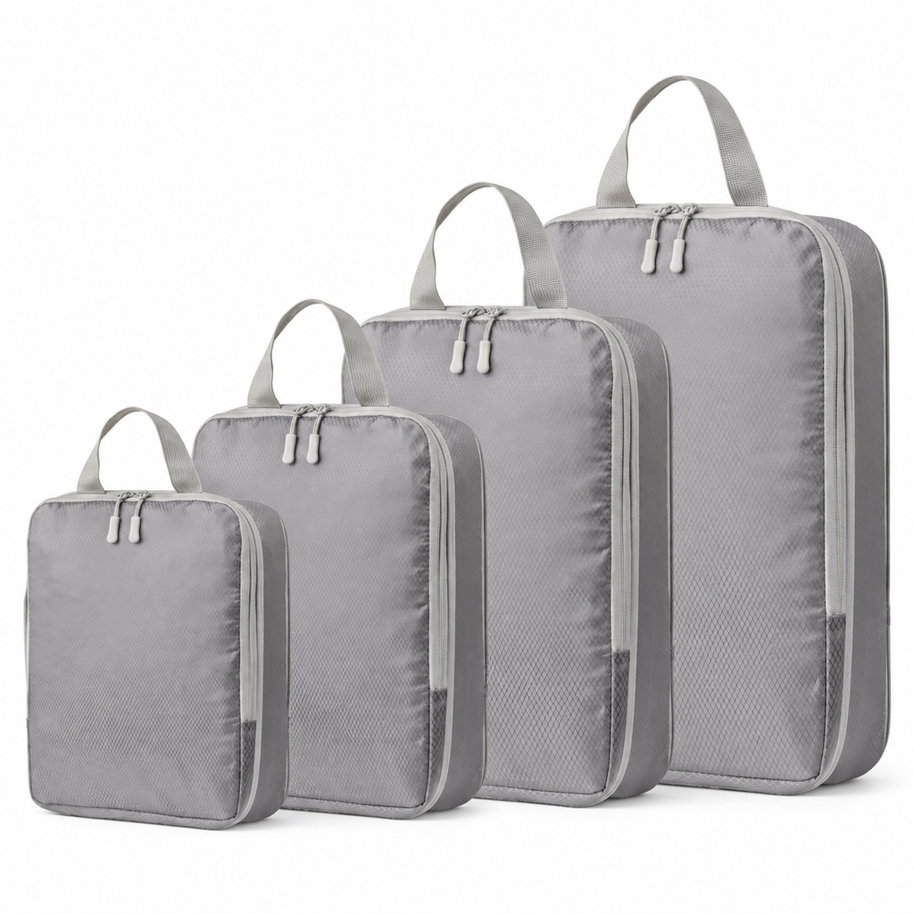 Gray 4-Piece Travel Compression Packing Cube Set