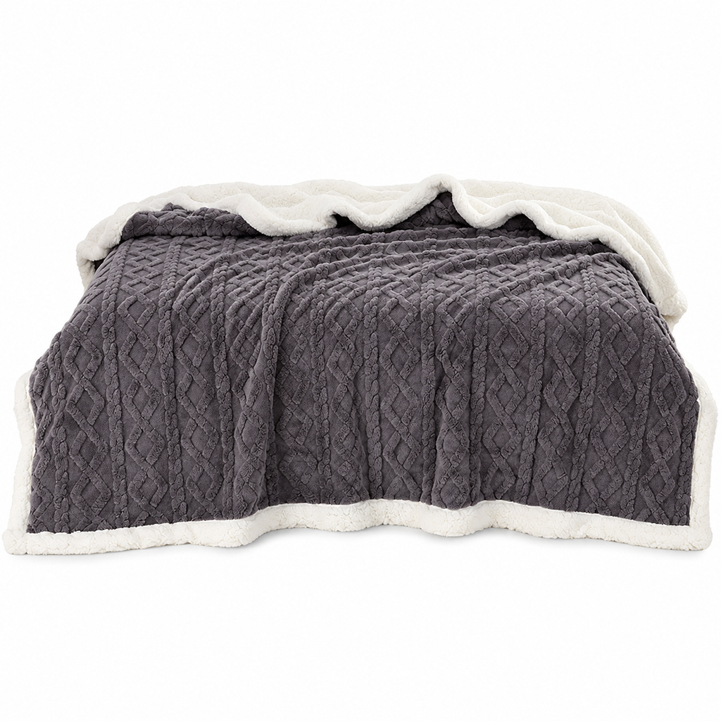 Dark Gray Double-Sided Jacquard Throw Blanket