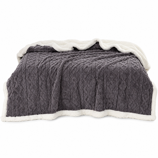 Dark Gray Double-Sided Jacquard Throw Blanket