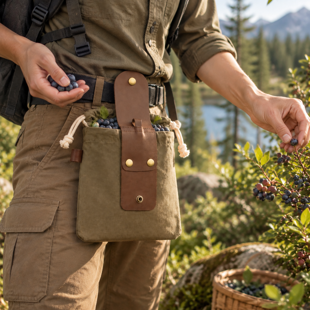 Khaki Pocket-Style Outdoor Foraging Bag