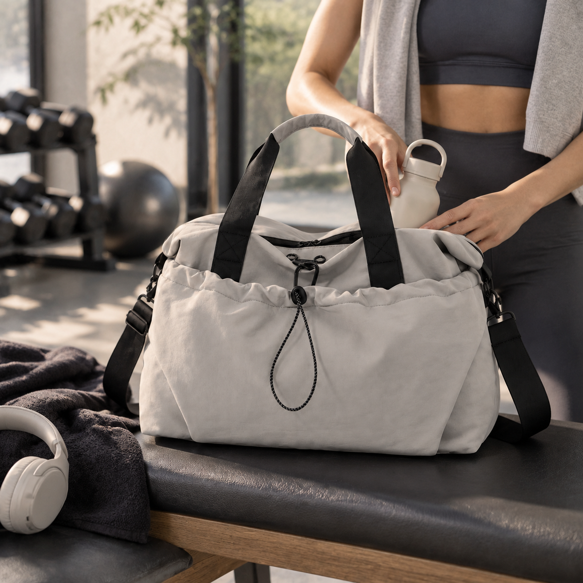 Gray Wet & Dry Separation Gym Travel Bag